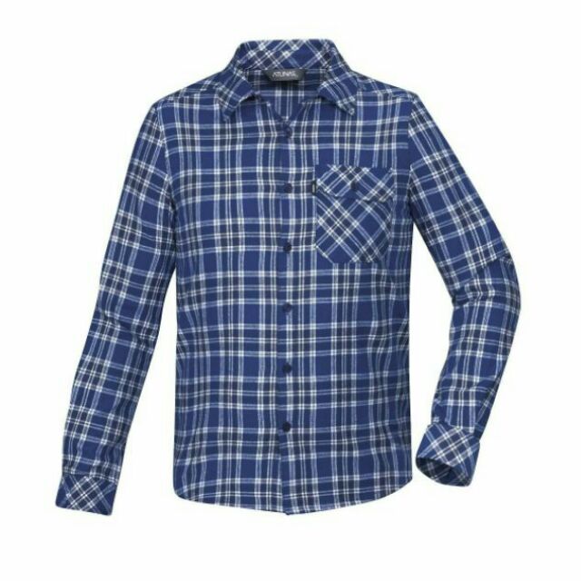 集山庄|ATUNAS歐都納| 男款中空纖維保暖長袖格子襯衫 #A-S1811M深藍格 現貨L