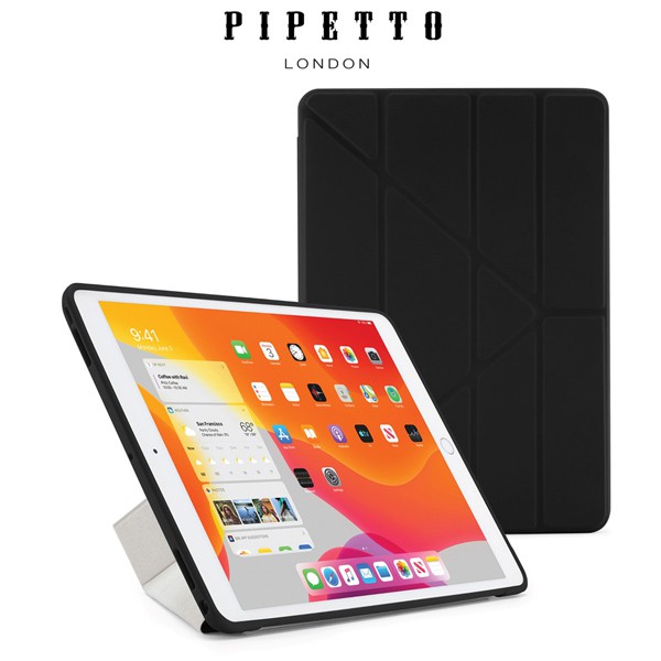 Pipetto iPad 10.2 (2019-2021)Origami TPU 多角度多功能保護套 黑色/透明背蓋