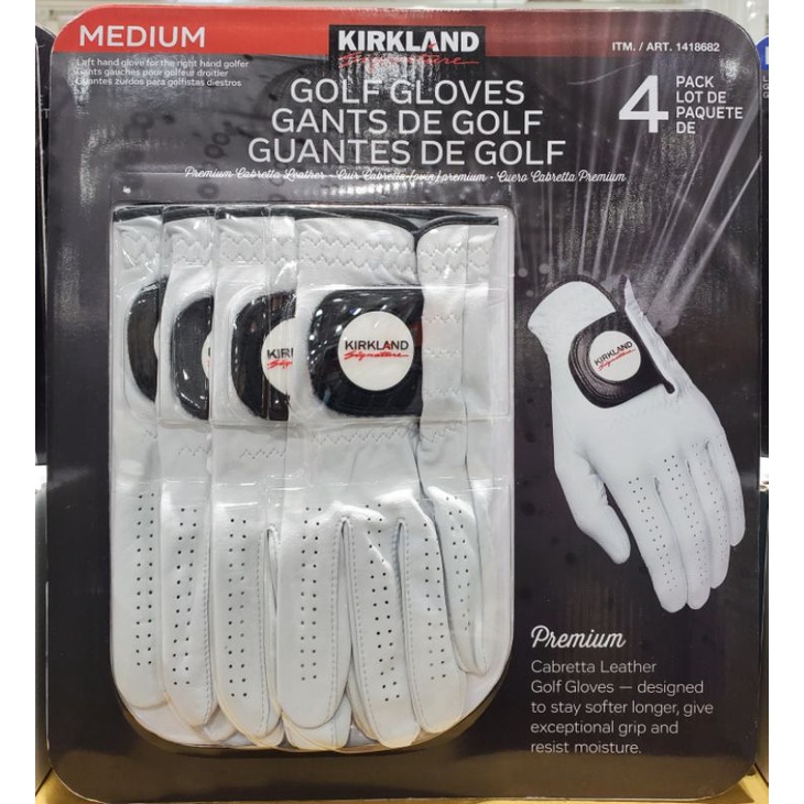 【小如的店】COSTCO好市多代購~KIRKLAND 高爾夫球手套-左手套(每組4入)全天然羊皮製成 1418682