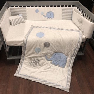 史丹佛六合一嬰兒床+噴水大象嬰兒床寢具組