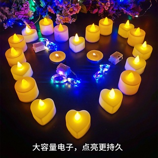 陽光❤ 玻璃燭臺 電子蠟燭 浪漫燭光晚餐 安全環保 diy臺燈擺件 LED生日七彩光 馬賽克燈