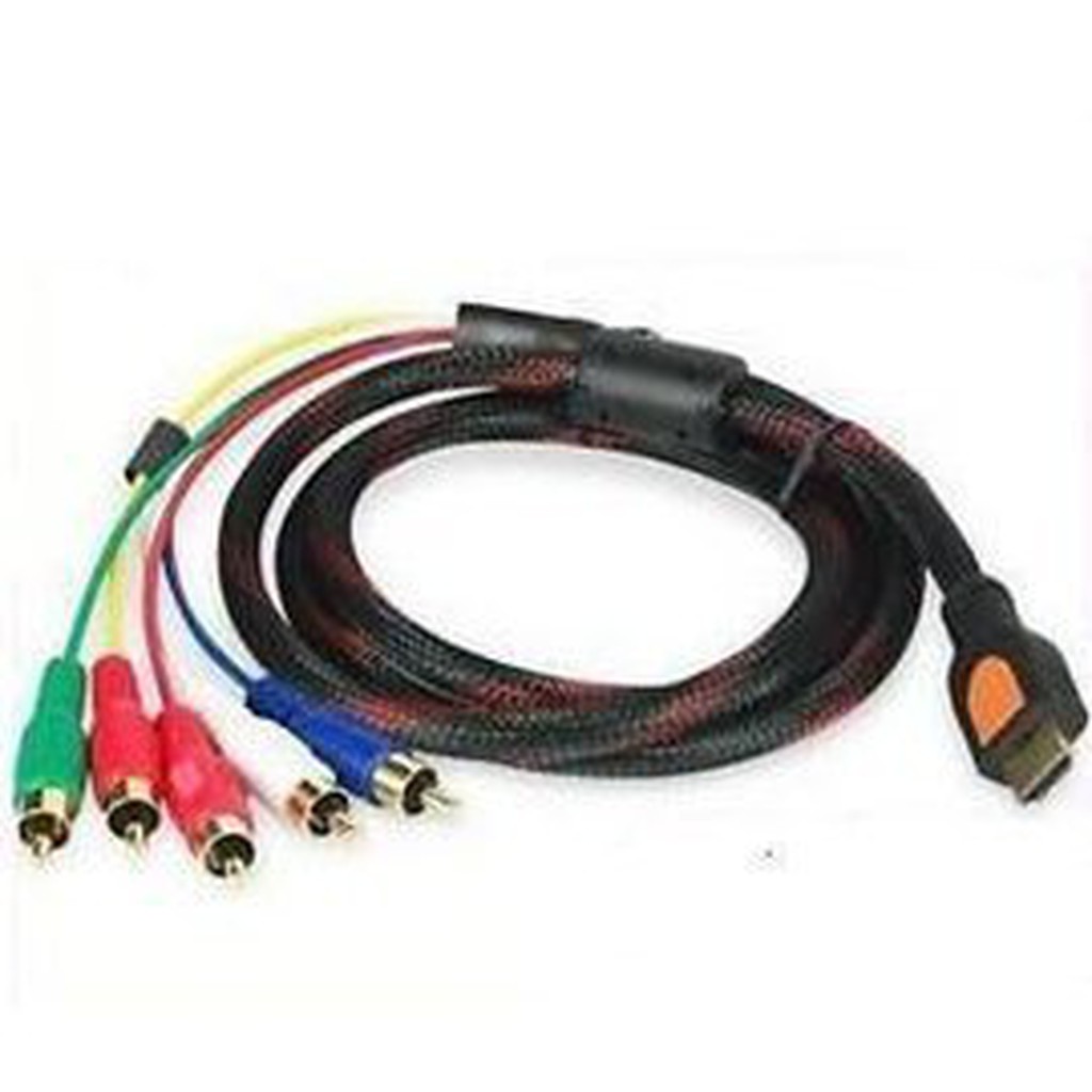 (5RCA帶磁環) HDMI(公)轉5RCA(公)藍綠白紅 AV色差線/訊號線/轉接線/傳輸線 (1.5米)