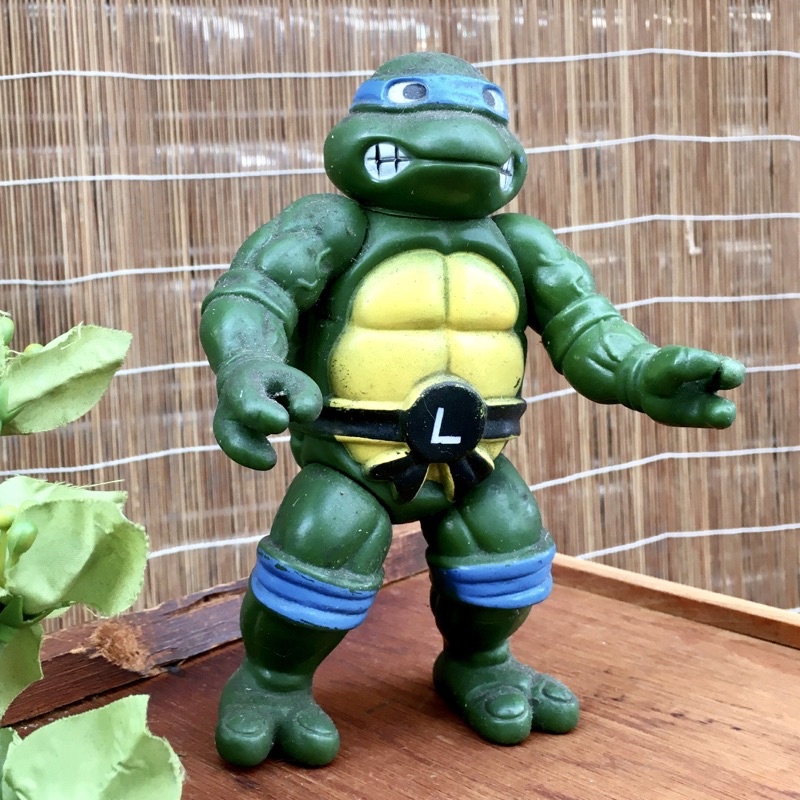 早期 塑膠製 忍者龜可動人偶 李奧納多 藍色 忍者龜 可動人偶 玩具 Ninja Turtles Leonardo