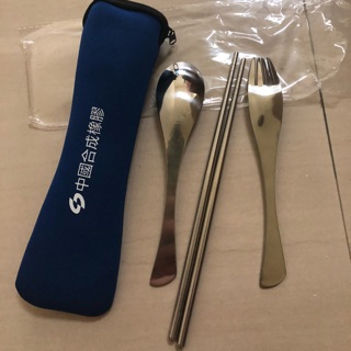 餐具組 不鏽鋼餐具 筷子湯匙叉子 中國合成橡膠 環保筷 湯匙 附收納袋
