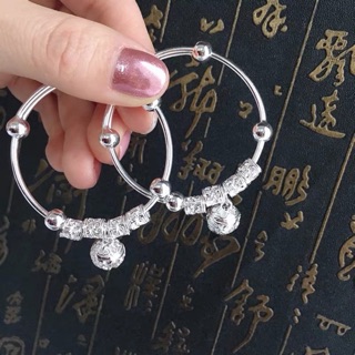 《現貨》香港正生純銀 足銀 宮鈴通花手環 親子款 純銀手環 推拉手環靈動貔貅紅繩滿天星轉運手環純 眉兒香港代購