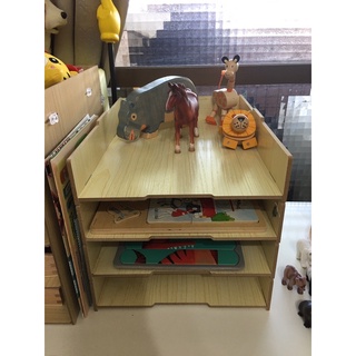 二手 木質四層檔案架/蒙式玩具收納層架