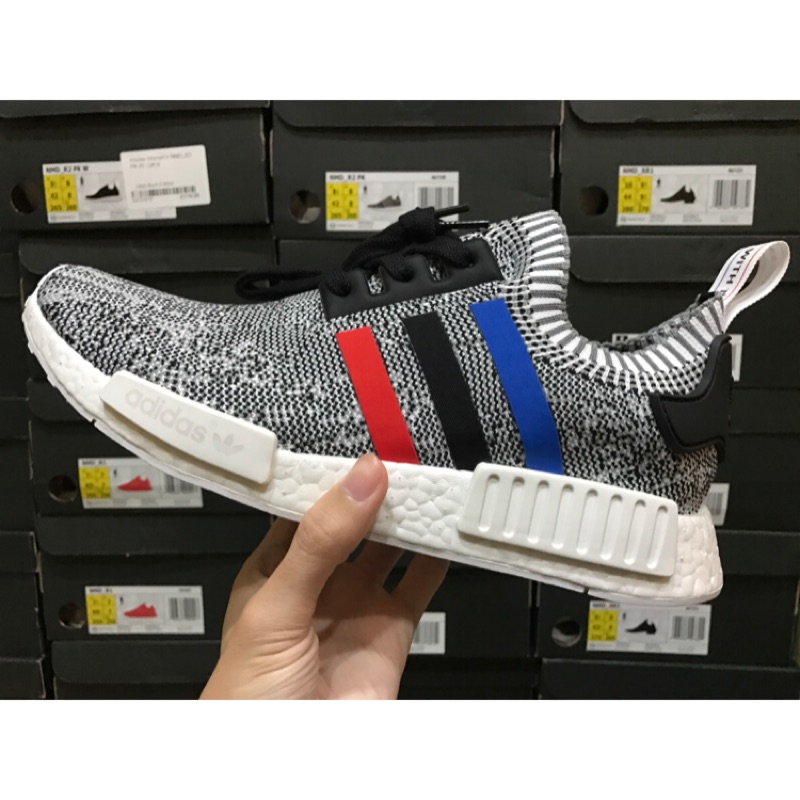 【S.M.P】Adidas NMD R1 PK TRI COLOR 雪花 淺灰 白 藍白紅 BMW BB2888