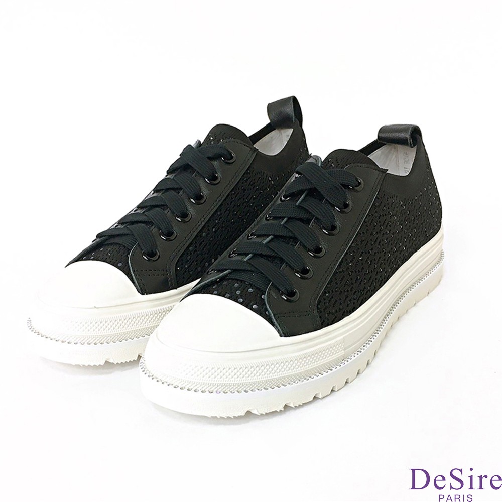 【DeSire】鑽飾針織厚底休閒鞋-黑(0337201-99)