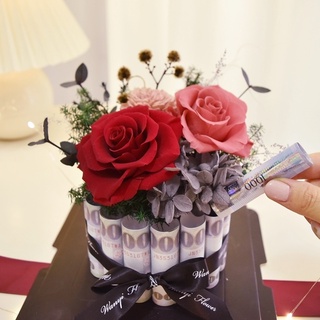 有錢花蛋糕禮盒 /永生花/乾燥花/母親節/情人節/生日/過年/新年紅包/新年賀禮/母親節禮物/母親節蛋糕/情人節禮物