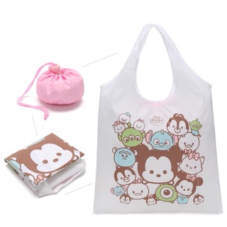 小木家+ 現貨 日本 迪士尼tsum 圖案環保購物袋 摺疊收納袋 隨身攜帶 環保袋 手提袋
