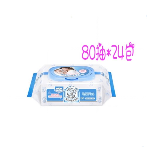 貝恩Baan-嬰兒保養柔濕巾 80抽 24包(箱)-藍色版/40周年限定版
