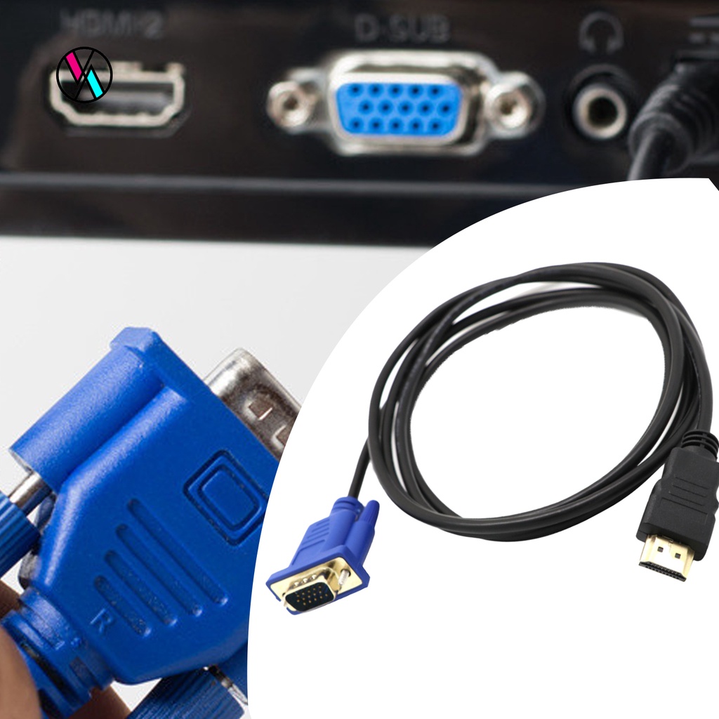 [Deryu] 便攜式 1.8m 1080P HDMI 兼容公頭轉 VGA 公頭適配器電纜視頻轉換器線用於 PC DVD