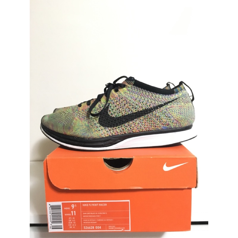 Nike Flyknit Racer 彩虹 初代9.5