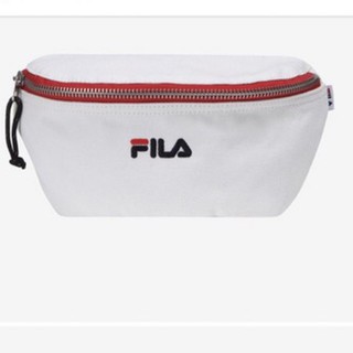 FILA 斐樂 刺繡小logo 霹靂腰包 斜背包 白色 斜跨包