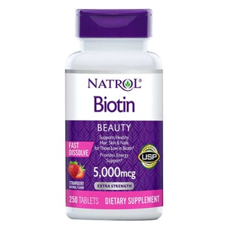 美國(效期2025/03)有現貨Natrol Biotin 生物素 5000 mcg 250錠 速溶片