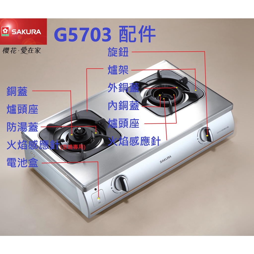 瓦斯爐 G5703 配件