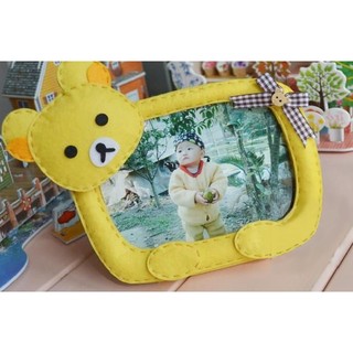 【免剪裁】不織布手工DIY材料包 黃色小熊相框