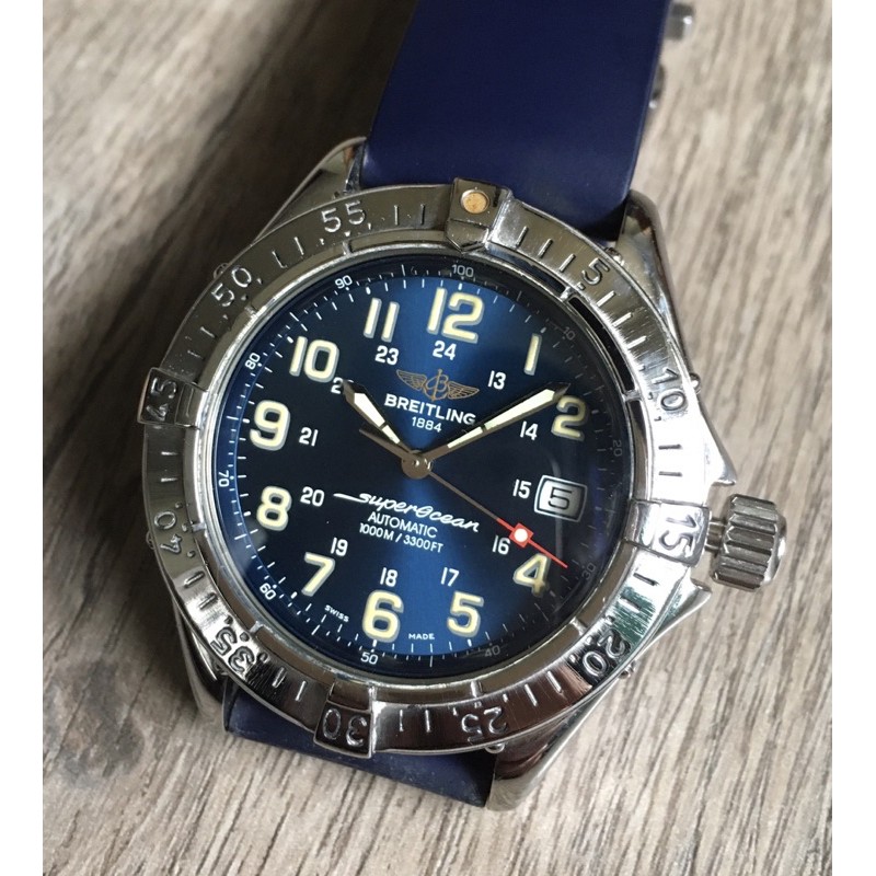 百年靈 超級海洋潛水機械錶 藍面盤Breitling superocean 1000M  A17040