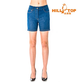 【Hilltop山頂鳥】女款吸濕排汗彈性牛仔短褲S09F63-深藍