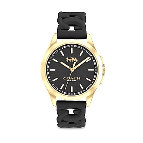 【美麗小舖】COACH C9580 黑色矽膠錶帶 34mm 女錶 手錶 腕錶-全新真品現貨在台