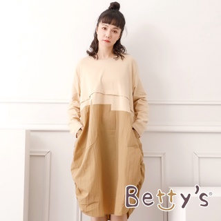 betty’s貝蒂思(05)印花拼布花苞洋裝(卡其)