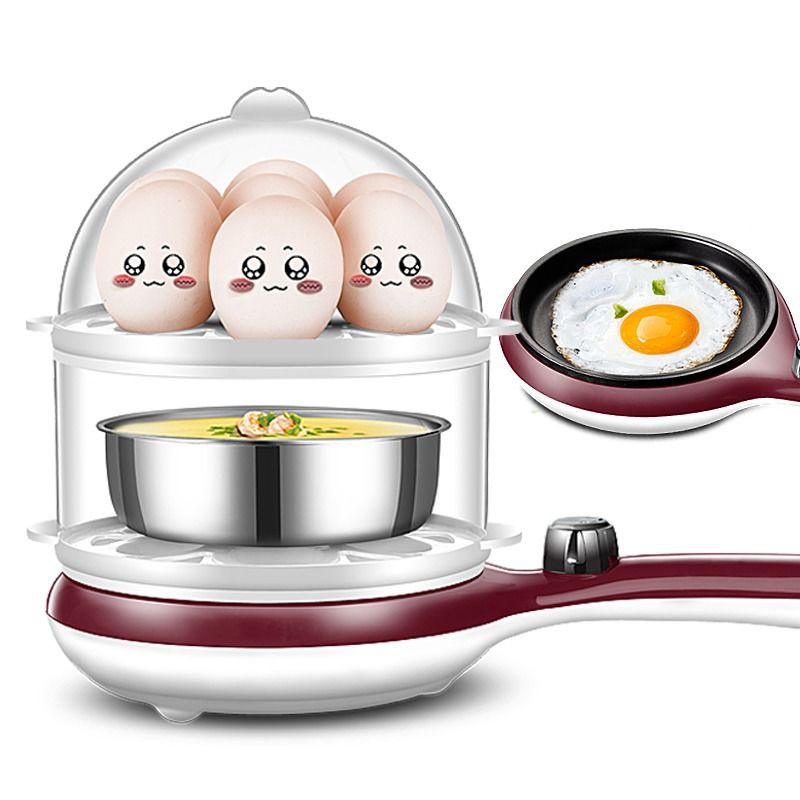 (精品現貨)雙層插電煎蛋鍋小型煮蛋器煎雞蛋神器蒸蛋器自動斷電早餐機多功能---(220V電壓，慎拍！)