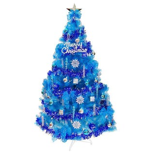 耶誕-台灣製6尺/6呎(180cm)豪華版晶透藍色聖誕樹(含銀藍系配件組)(不含燈)