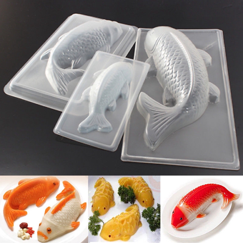 塑料三維魚糕錦鯉果凍手工糖工藝模具diy巧克力模具