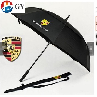 Porsche 保時捷雙層長柄男士商務自動雨傘超大超強防風車載家用兩用高爾夫傘太陽傘卡宴macan帕拉梅拉Caye718