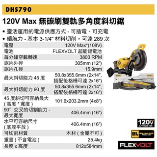 【玖家五金】DEWALT 得偉 DHS790 120V 無刷雙軌多角度切斷機