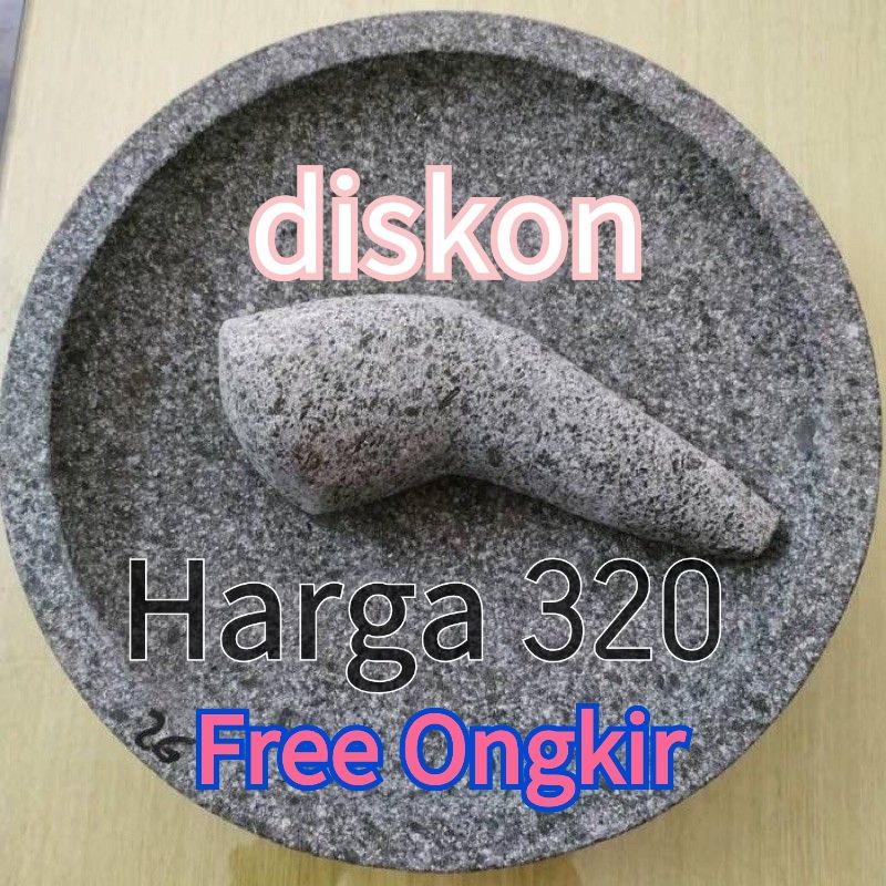 FreeOngkir Cobek Batu / Ulekan batu 木頭 抹醬
