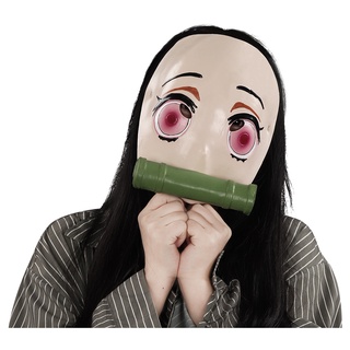 惡魔殺手 Kamado Nezuko 面具 Cosplay 乳膠面具頭盔化妝舞會派對道具