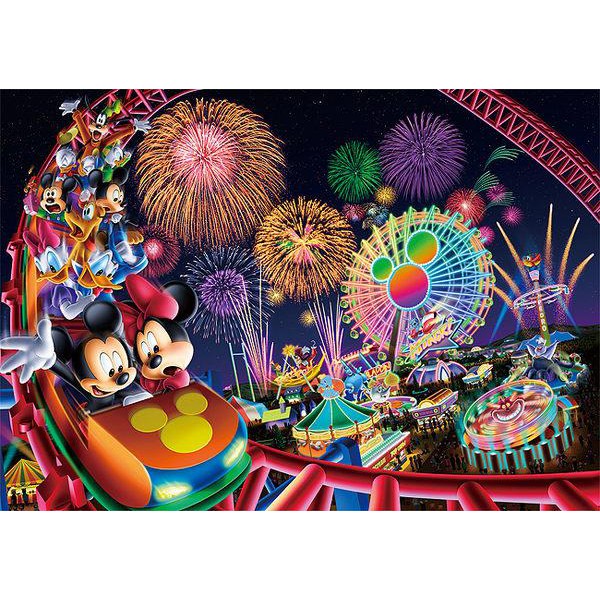 W1000-388 絕版迷你1000片日本進口拼圖 迪士尼 米奇米妮雲霄飛車 迪士尼遊樂園 煙火秀