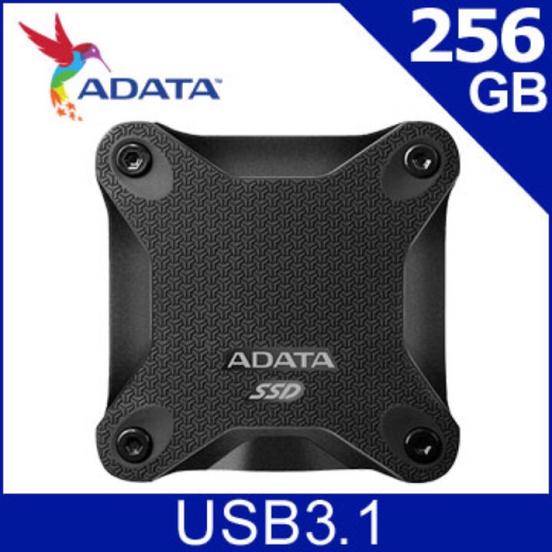 「限時特價」軍規防震外接式SSD行動固態硬碟 威剛ADATA 256GB SD600 (黑) USB3.1