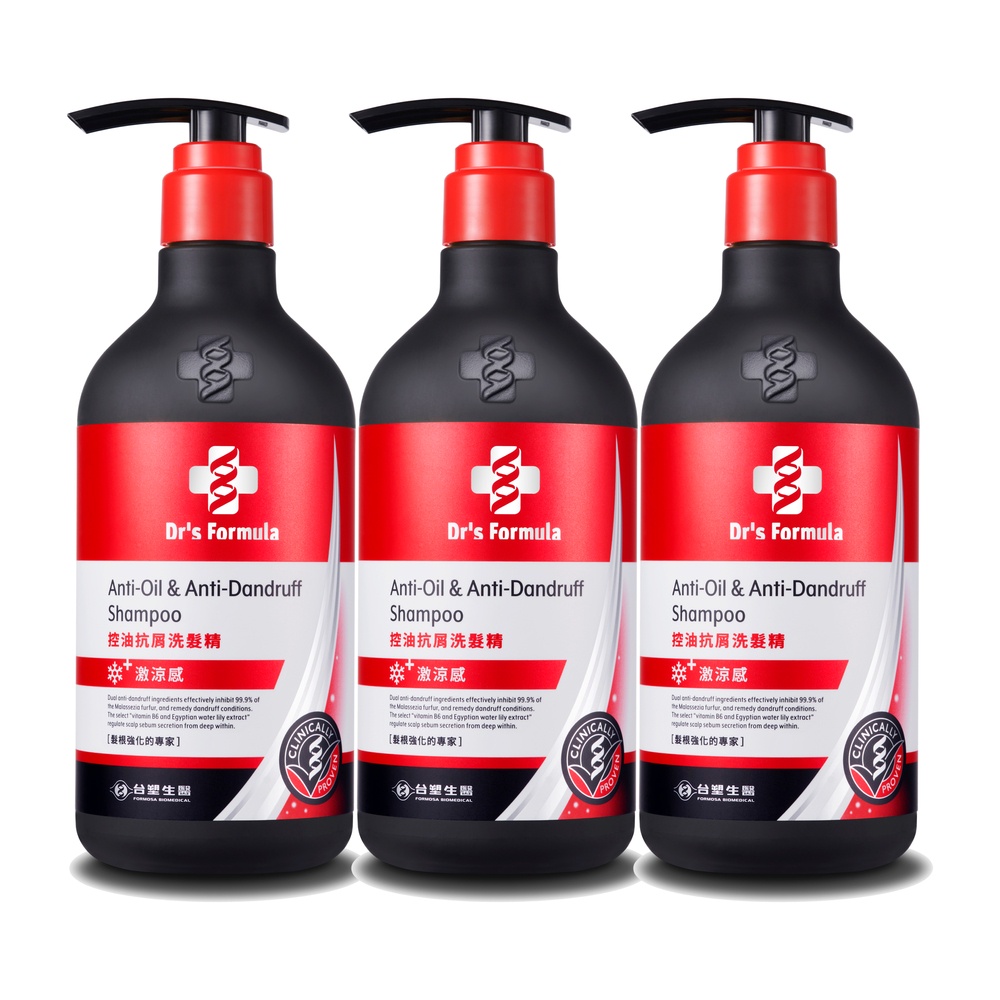 《台塑生醫》Dr's Formula控油抗屑洗髮精升級版(激涼款)三代580g(3入/4入/6入)