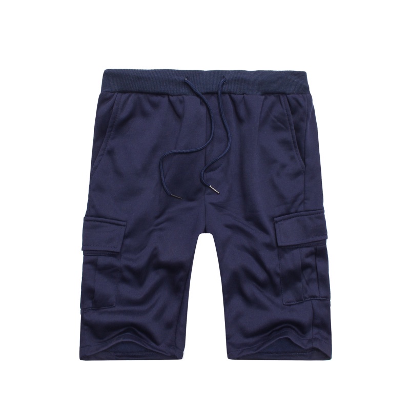 AOYAMA 寬鬆 透氣 多口袋設計 夏日休閒短褲 藍色 【X55568-3】