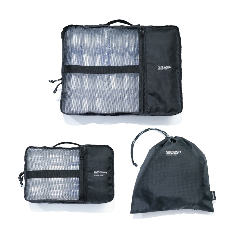 Matchwood New Travel Storage Bag 旅行衣物行李收納袋三件組 全黑款 官方賣場
