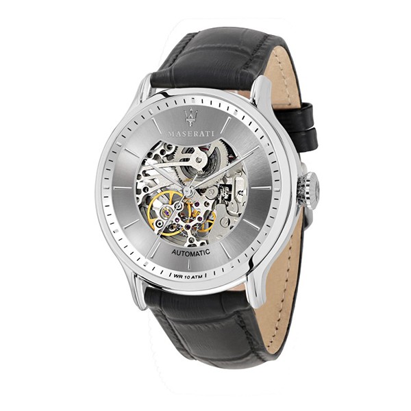 【Maserati 瑪莎拉蒂】鏤空錶面皮帶機械腕錶(手錶 男錶)-R8821118003-台灣總代理公司貨-原廠保固兩年
