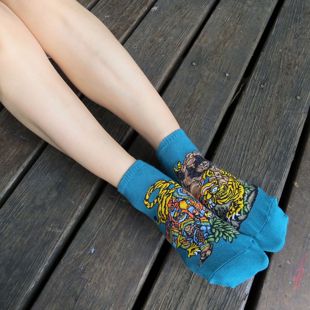 【台灣製造】水滸傳 武松打虎 浮世繪 版畫 日本襪子 襪子 綿襪 日本名畫 名畫襪 針織襪 藝術襪 船襪 隱形襪