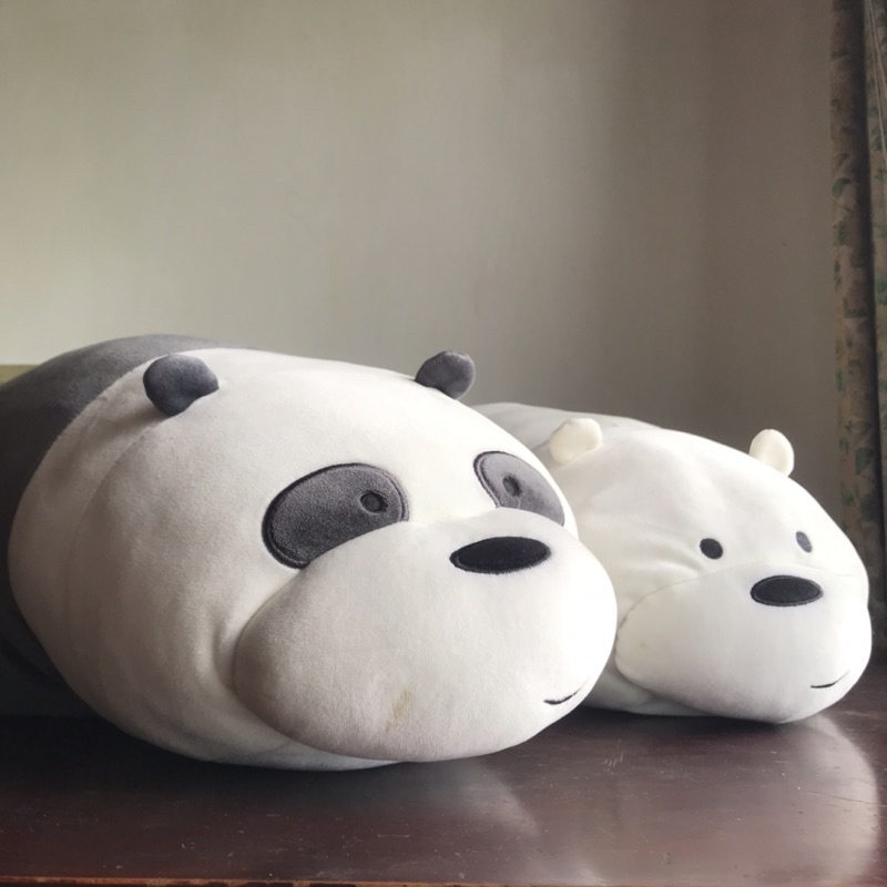 ［Hannah’s store]咱們裸熊 白熊與熊貓 貓熊 趴姿娃娃 抱枕80cm全新與二手 名創優品