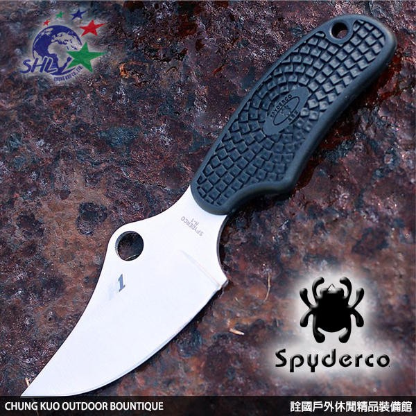 詮國 Spyderco 蜘蛛 Ark H1 黑膠柄平刃小頸刀 H1鋼 Fb35pbk 蝦皮購物