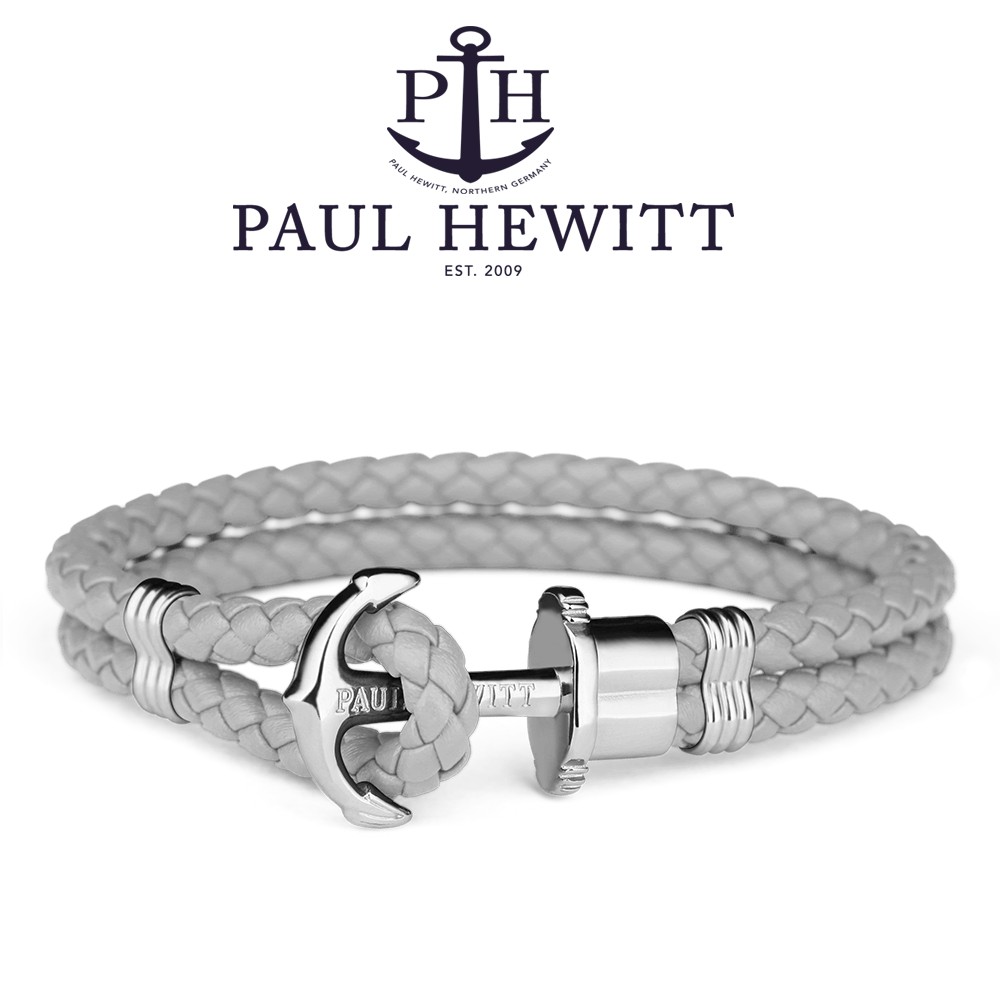 PAUL HEWITT《PH》德國船錨手環/銀白扣皮革手環/灰【第一鐘錶眼鏡】