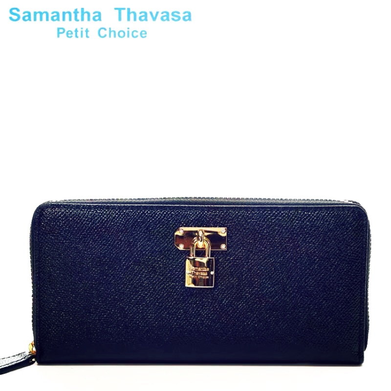 「全新正品」Samantha Thavasa 經典鎖頭牛皮皮夾（拉式）