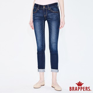 BRAPPERS 女款 新美腳Royal系列-彈性鑲鑽窄管褲-深藍