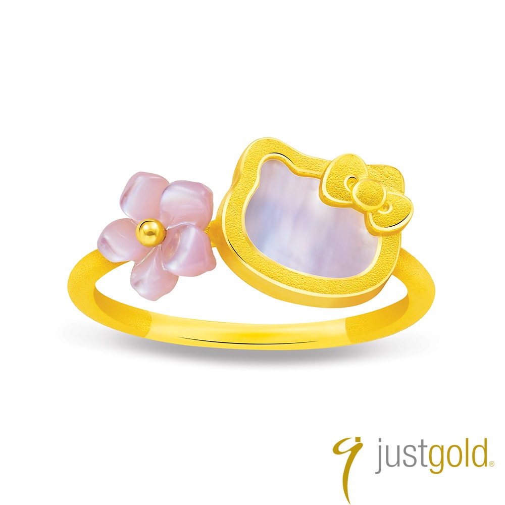 【Just Gold 鎮金店】櫻花綻放Kitty 黃金戒指