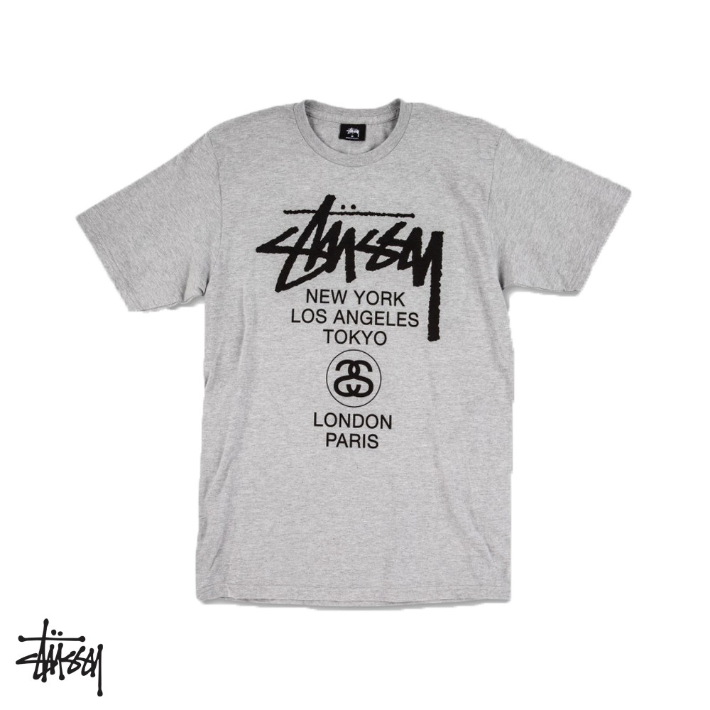 Stussy World Tour 灰 短袖T恤 短T 基本款 經典款 世界巡迴 Logo