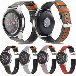 台灣 適用三星Gear S3智能運動真皮帆布手錶帶galaxy watch 46mm英倫風