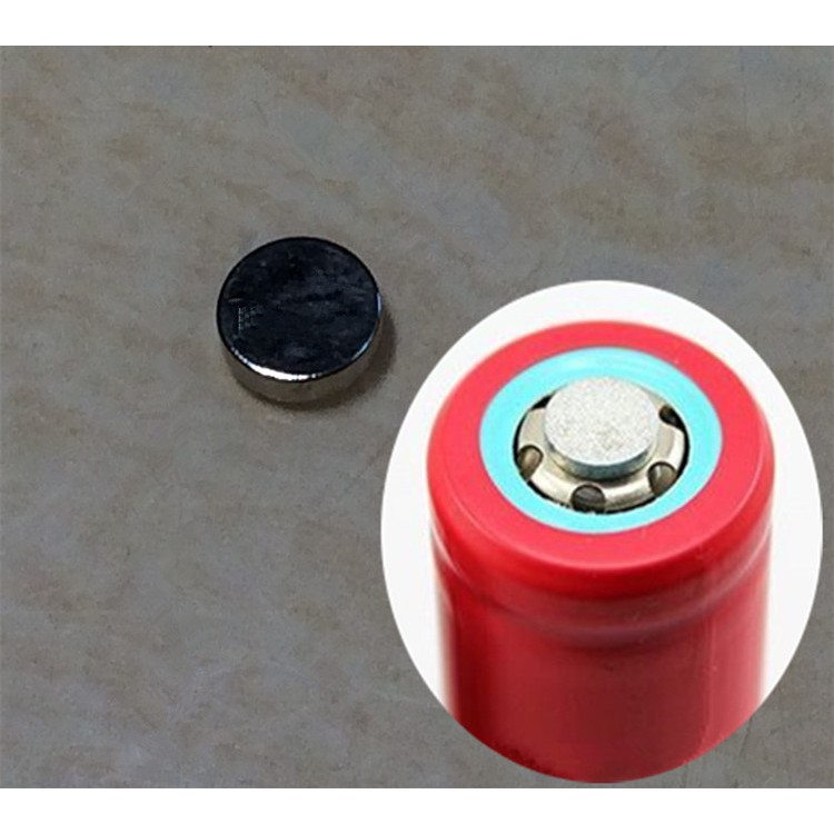 18650鋰電池正極磁鐵 平頭變尖頭(凸頭)Φ6mmX2mm厚 強磁鐵