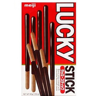 Meiji明治 Lucky巧克力口味棒狀餅乾 45g【家樂福】