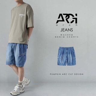 【ARCH】 072 拉鍊口袋水洗牛仔短褲 刷白 洗水 寬鬆 圓弧剪裁設計 美比例剪裁